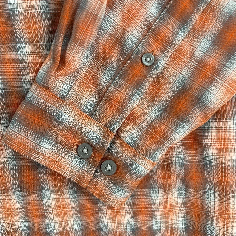 The North Face Shirt Mens XL Extra Large Orange Plaid Long Sleeve Button‎ Up